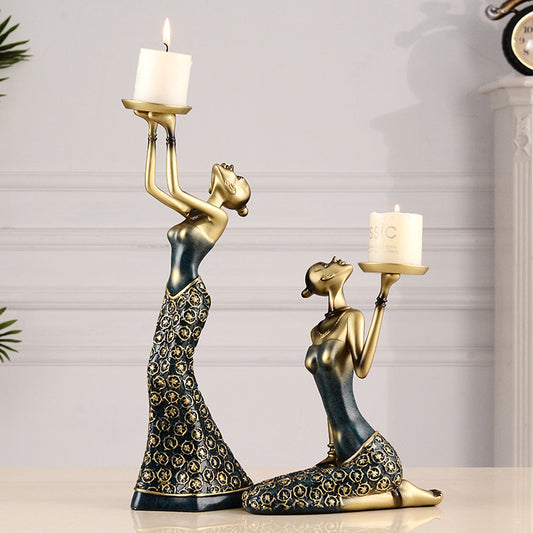 European Style Retro Beauty Candlestick Ornament Decoration