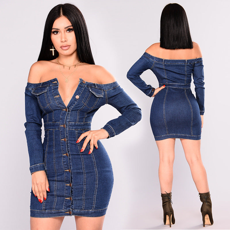 European And American Slim Sexy Denim Mini Dress