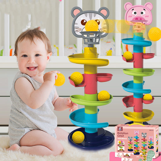 Rolling Ball Pile Tower Puzzle Rattles Spin Track Montessori Toys