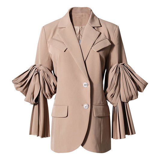 Women's Suit Jacket Looks Thin And Temperament Pleated Butterfly Double Sleeves