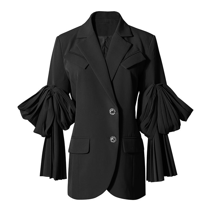 Women's Suit Jacket Looks Thin And Temperament Pleated Butterfly Double Sleeves