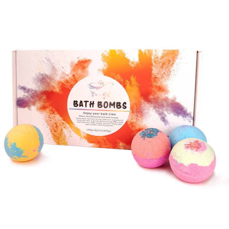 Bath Bombs 14 Pieces Of Explosive Salt Ball Gift Box With Various Fragrance