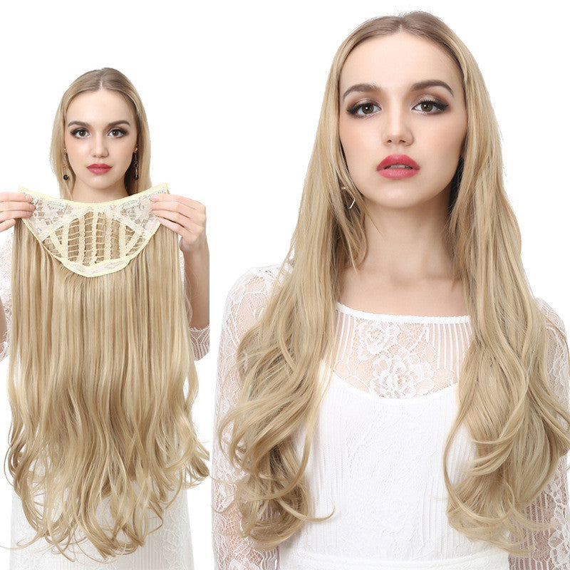 Pelucas onduladas en forma de U para mujer, extensión de cabello con clip, peluca sintética media falsa Invisible