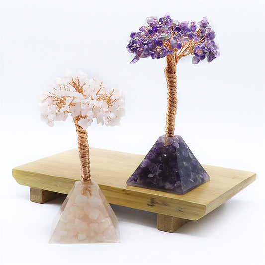 Amethyst Tree Of Life Colorful Crystal Gravel Pyramid