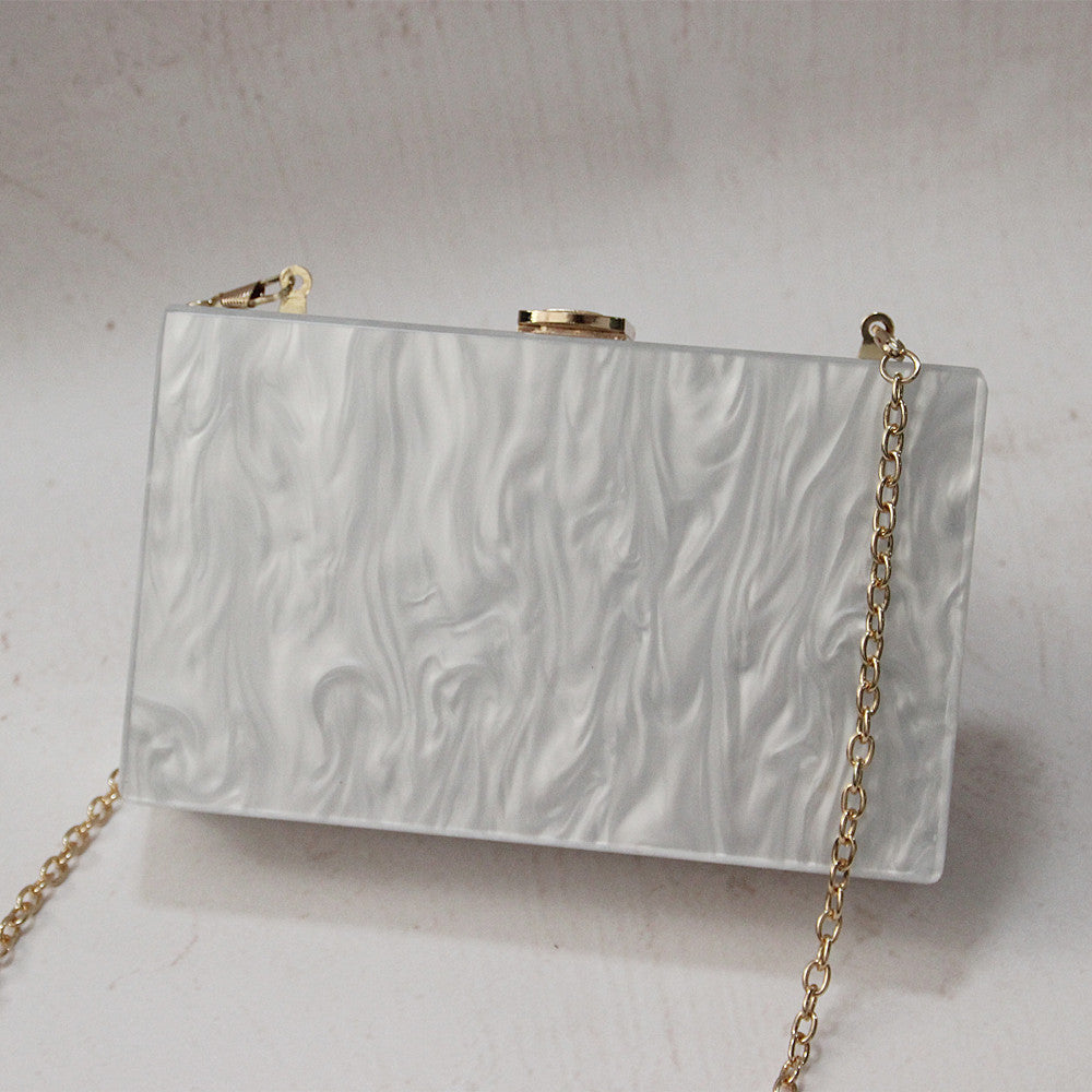 New Ladies Pure Color Pearlescent Acrylic Clutch