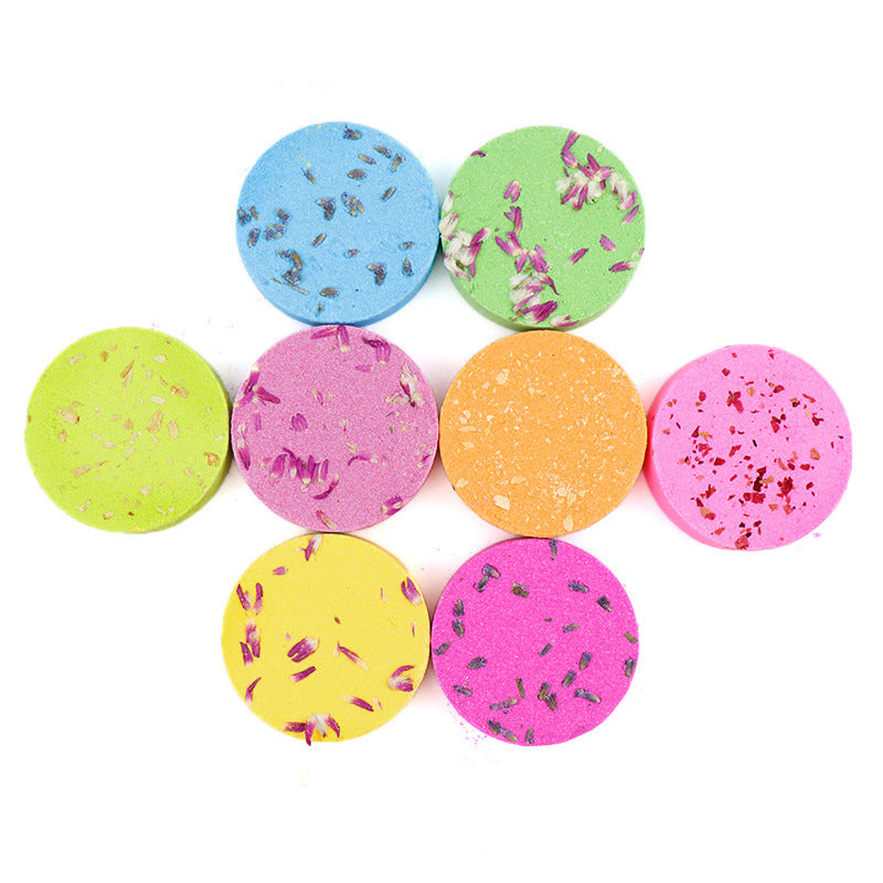 Shower Steamer Aromatherapy Shower Sheet Round Biscuit Flower Shower Sheet Set Essential Oil Bath Salt Bubble Bomb