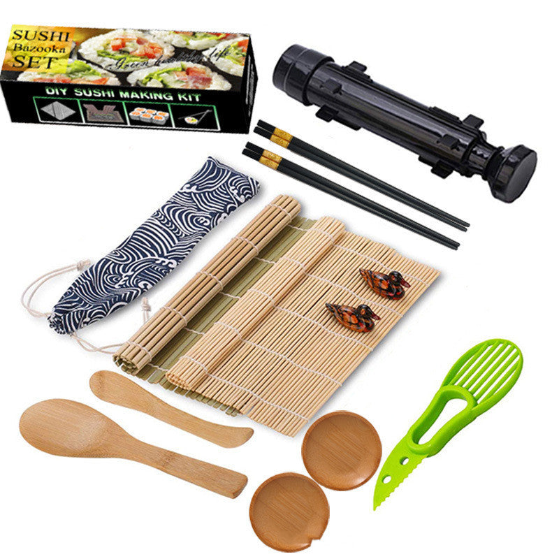 Mould Bamboo Wooden Dish Rolling Curtain Rice Spoon Creative Sushi Set