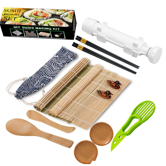 Mould Bamboo Wooden Dish Rolling Curtain Rice Spoon Creative Sushi Set