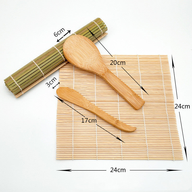 Mould Bamboo Wooden Dish Rolling Curtain Rice Spoon Creative Sushi Set