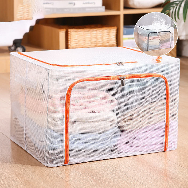 Nylon Mesh Storage Box Steel Frame Breathable Clothes Folding Storage Box Large Quilt Moving Storage Box Waterproof