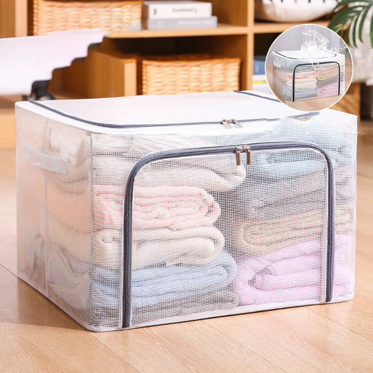 Nylon Mesh Storage Box Steel Frame Breathable Clothes Folding Storage Box Large Quilt Moving Storage Box Waterproof