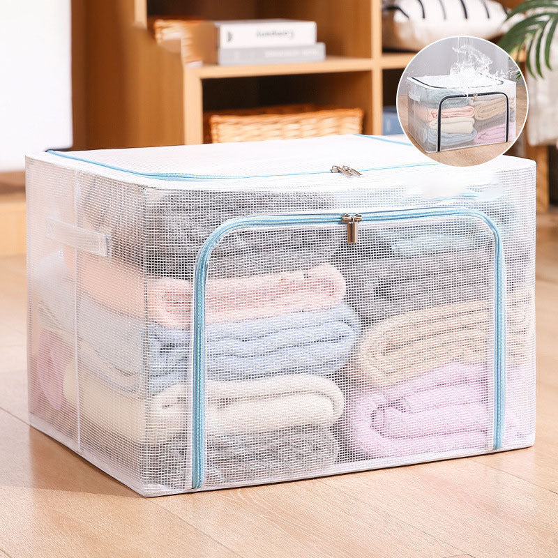 Nylon Mesh Storage Box Steel Frame Breathable Clothes Folding Storage Box Large Quilt Moving Storage Box Waterproof