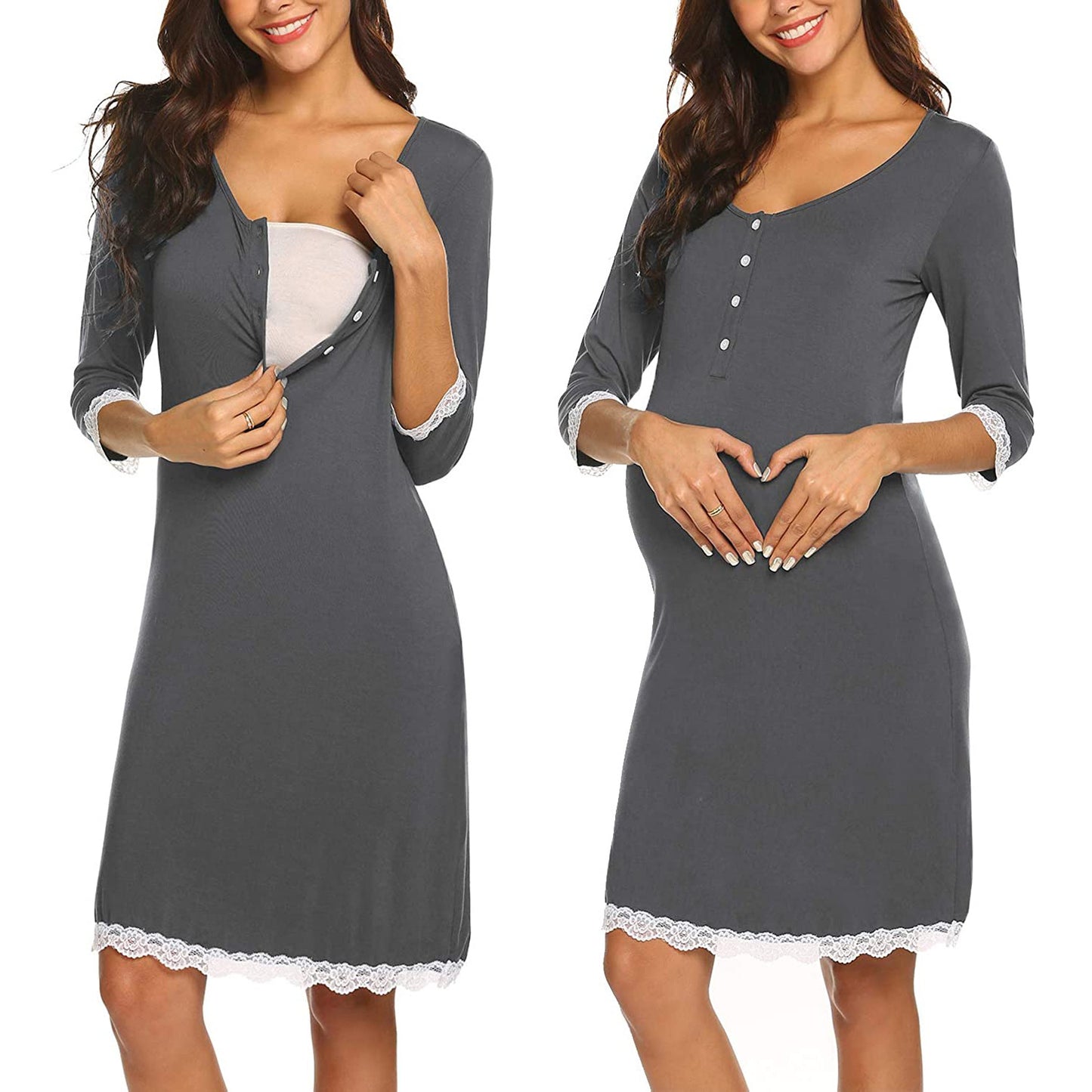 Pregnant Women Breastfeeding Five-point Sleeve Dress