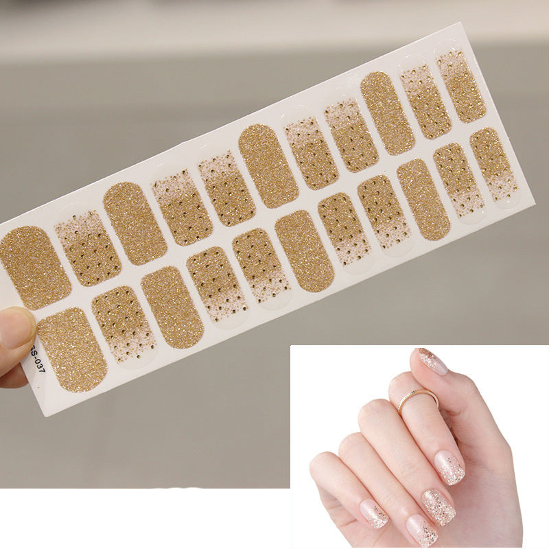 Bronzing 3D Laser Nail Sticker Color Christmas Letter Nail Sticker Full 22 Tips