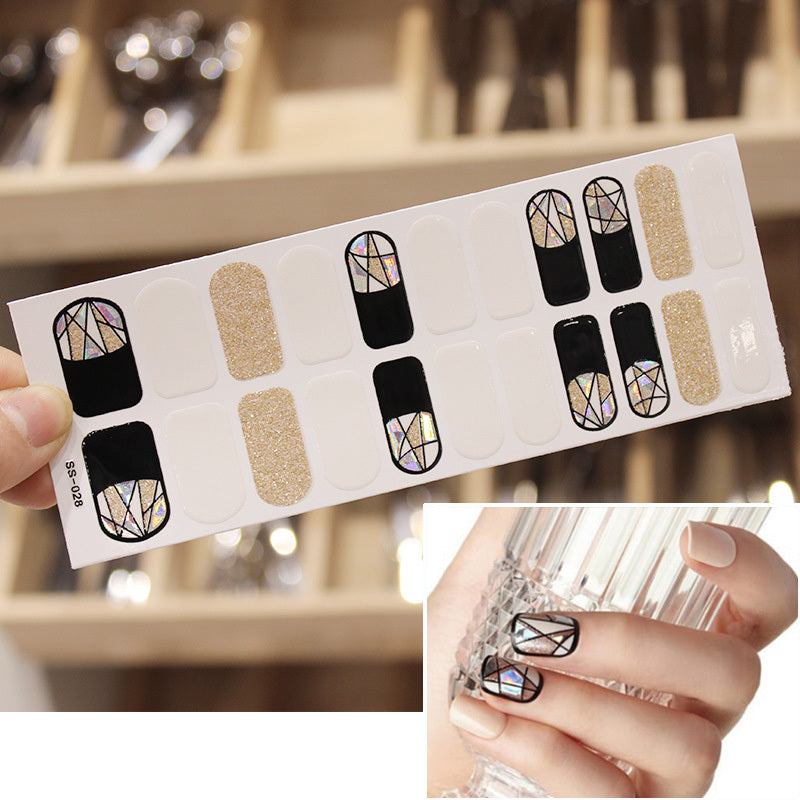 Bronzing 3D Laser Nail Sticker Color Christmas Letter Nail Sticker Full 22 Tips