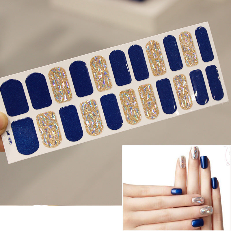 Bronzing 3D Laser Nail Sticker Color Christmas Letter Nail Sticker Full 22 Tips