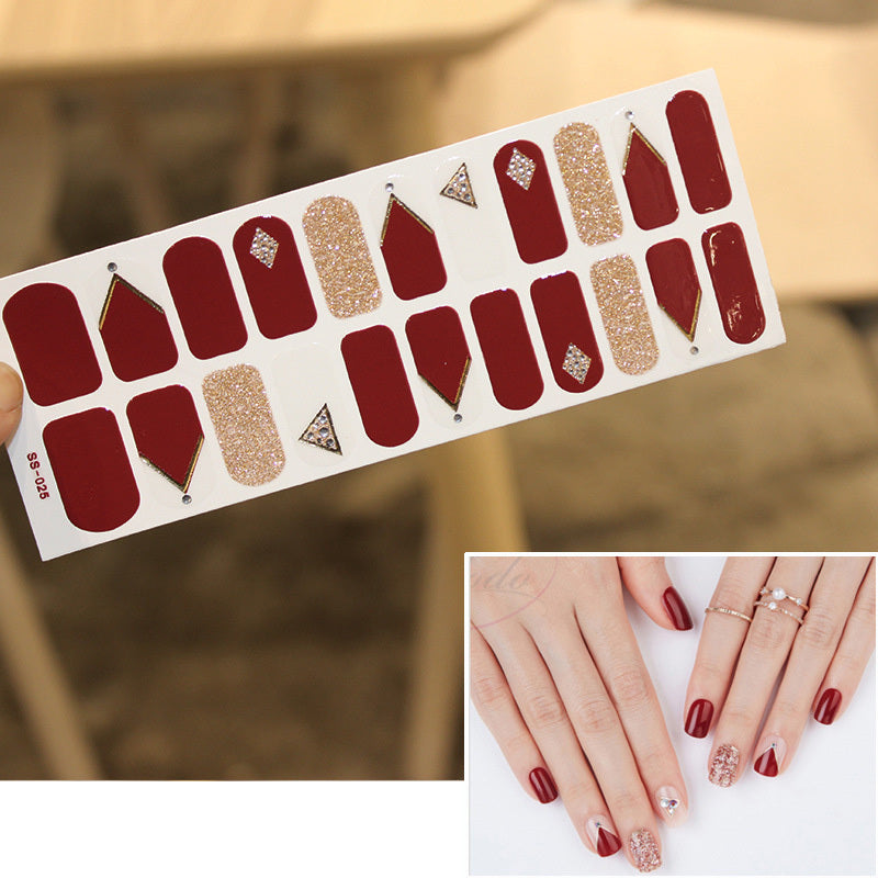 Bronzing 3D Laser Nail Sticker Color Christmas Letter Nail Sticker Full 22 Tips