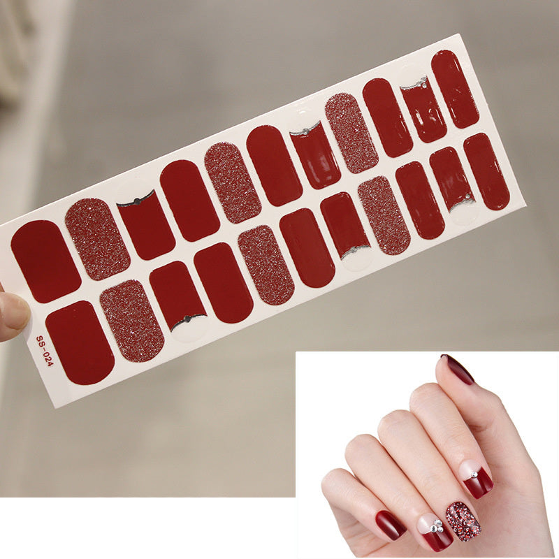 Bronzing 3D Laser Nail Sticker Color Christmas Letter Nail Sticker Full 22 Tips