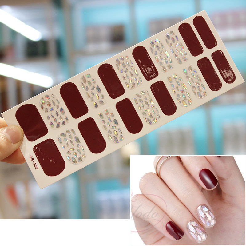 Bronzing 3D Laser Nail Sticker Color Christmas Letter Nail Sticker Full 22 Tips