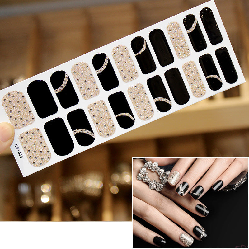 Bronzing 3D Laser Nail Sticker Color Christmas Letter Nail Sticker Full 22 Tips