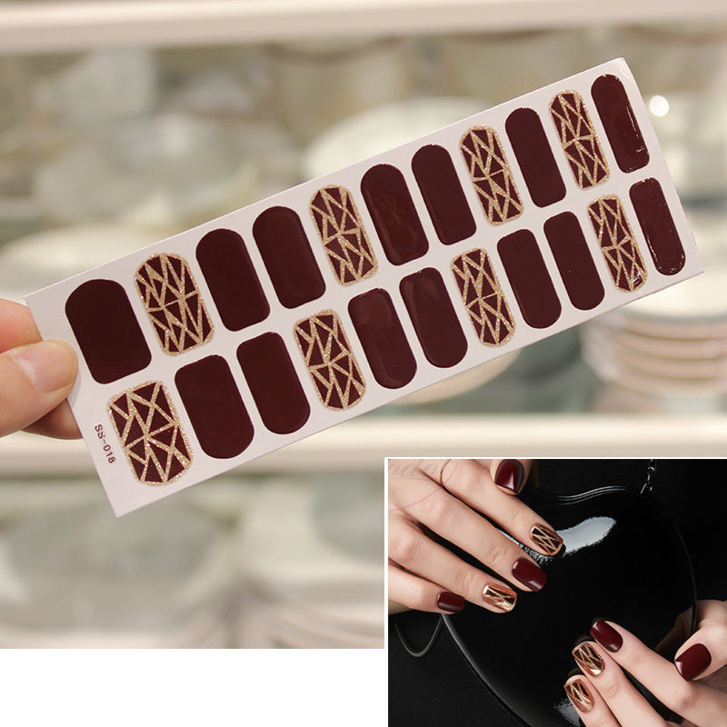 Bronzing 3D Laser Nail Sticker Color Christmas Letter Nail Sticker Full 22 Tips