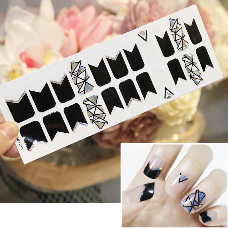 Bronzing 3D Laser Nail Sticker Color Christmas Letter Nail Sticker Full 22 Tips