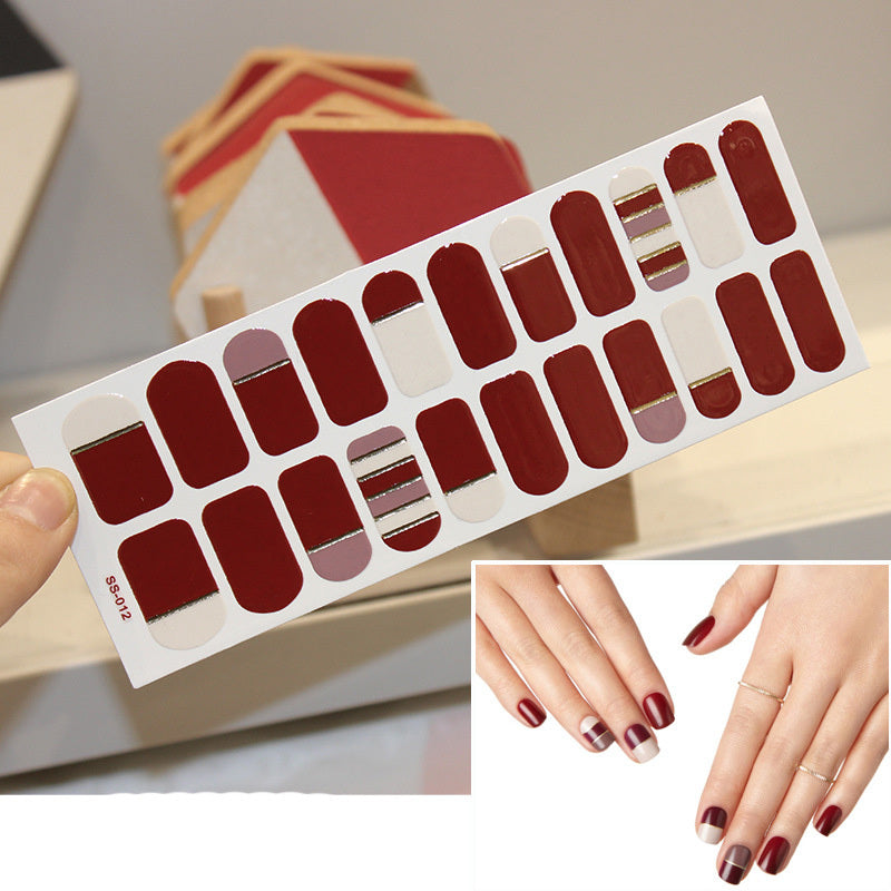 Bronzing 3D Laser Nail Sticker Color Christmas Letter Nail Sticker Full 22 Tips