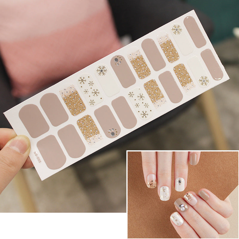 Bronzing 3D Laser Nail Sticker Color Christmas Letter Nail Sticker Full 22 Tips