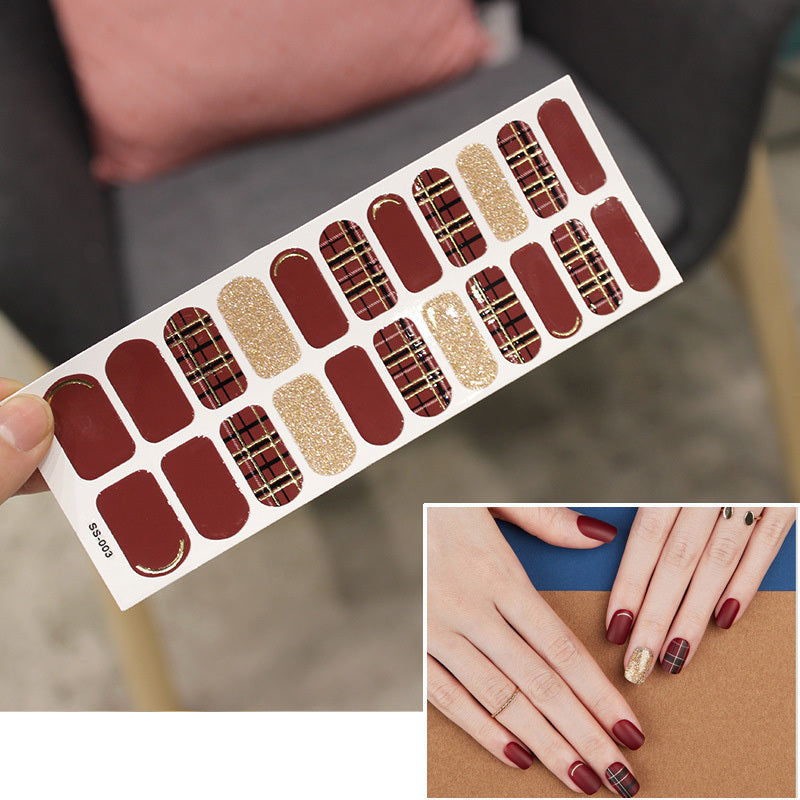 Bronzing 3D Laser Nail Sticker Color Christmas Letter Nail Sticker Full 22 Tips