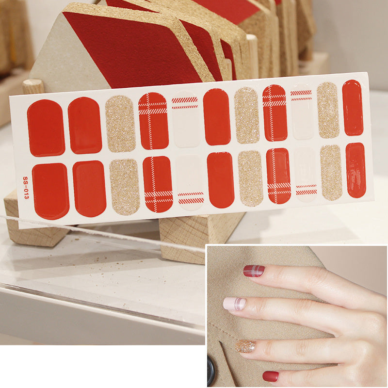 Bronzing 3D Laser Nail Sticker Color Christmas Letter Nail Sticker Full 22 Tips