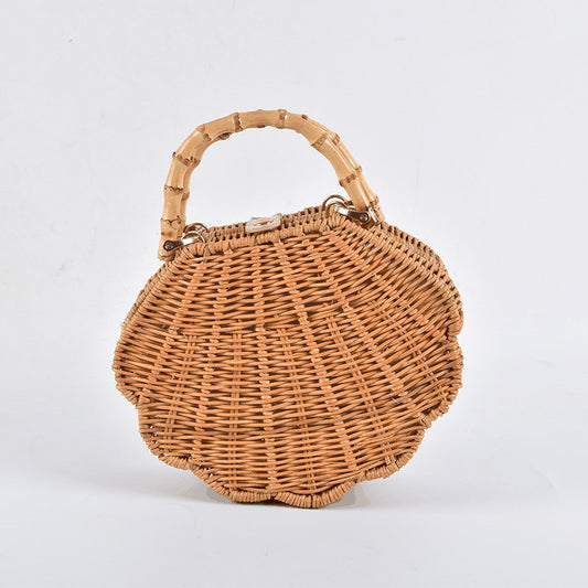 Shell Decoration Rattan Three-dimensional Conch Shape Straw Bag