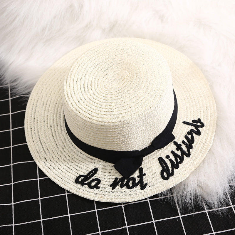 Letters Big Straw Hat Sunscreen Sunshade Hat Beach Hat