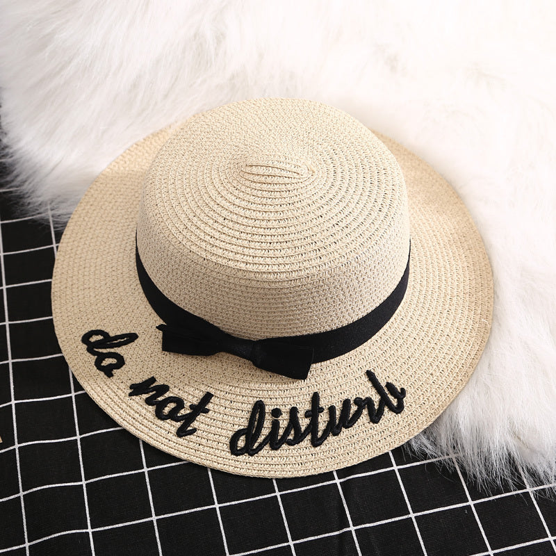 Letters Big Straw Hat Sunscreen Sunshade Hat Beach Hat