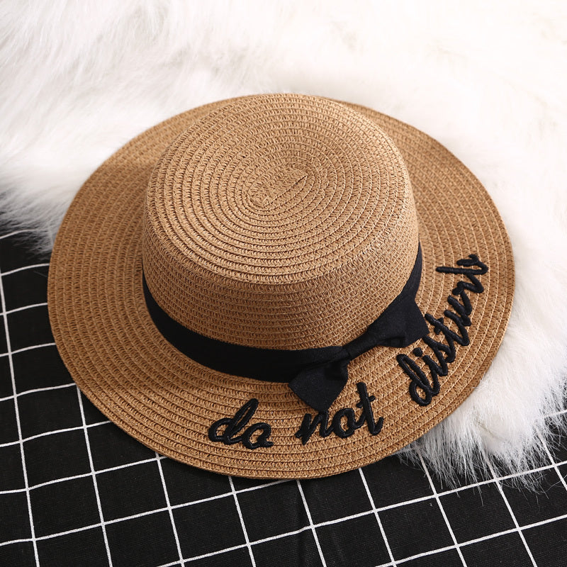 Letters Big Straw Hat Sunscreen Sunshade Hat Beach Hat