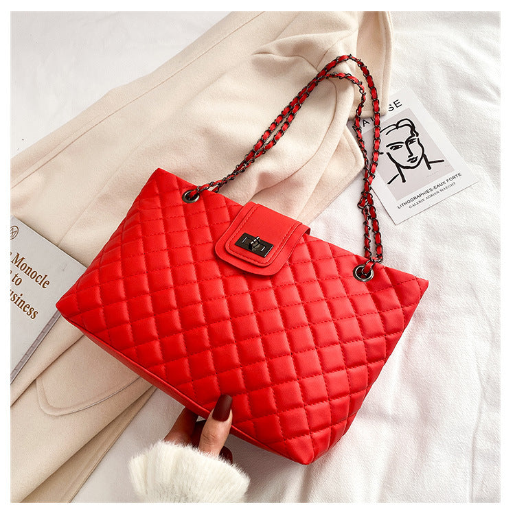 Lingge Large-Capacity Bag Women'S Bag New Trendy Fashion All-Match Chain Shoulder Messenger Bag Net Red Tote Bag