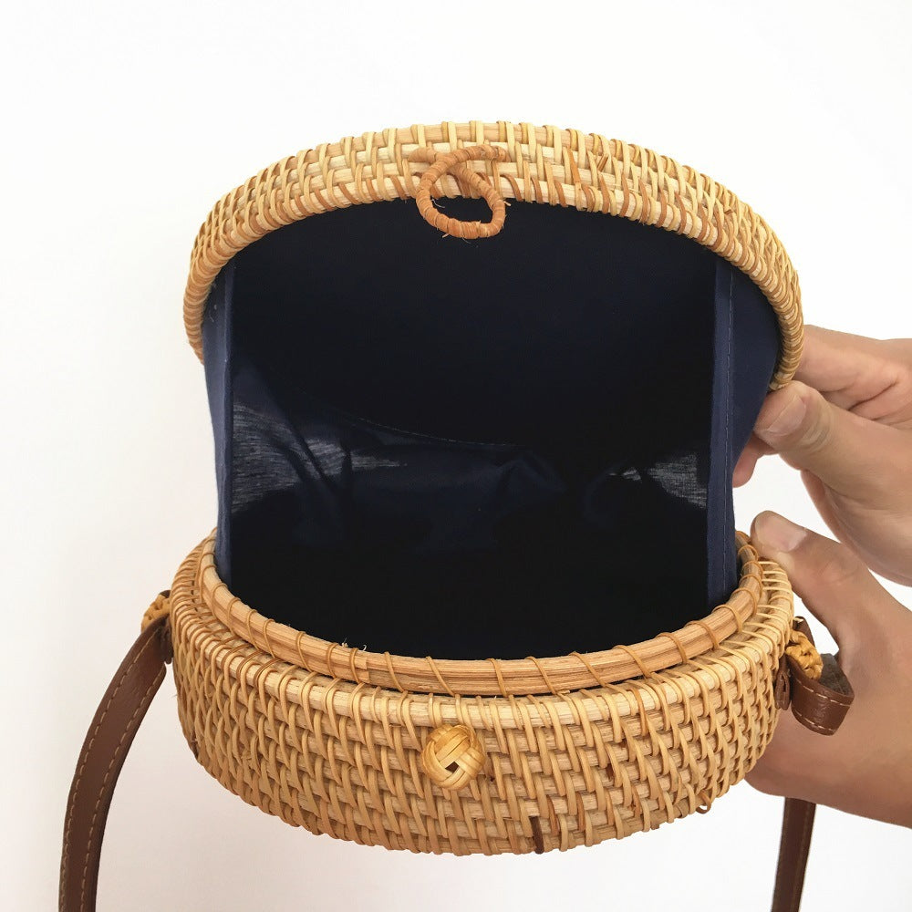 Popular Rattan Bag Round Beach Shoulder Bag Straw Bag