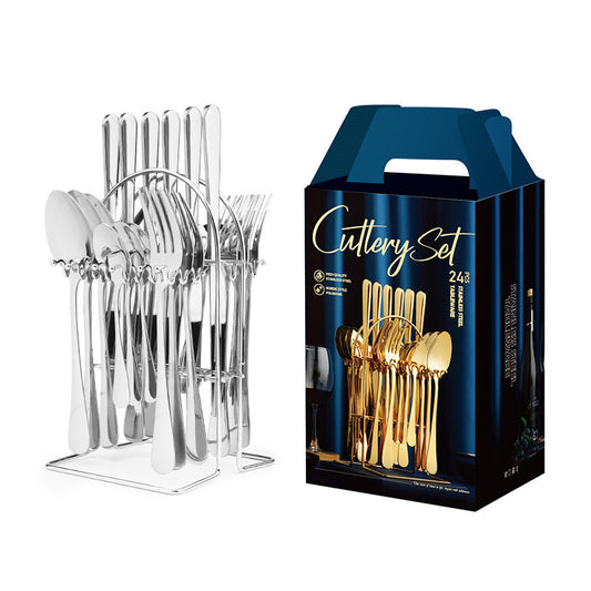 Stainless Steel Spoon Fork 24 Piece Set 1010 Cross-Border New Western Steak Knife, Fork, Spoon Gift Box