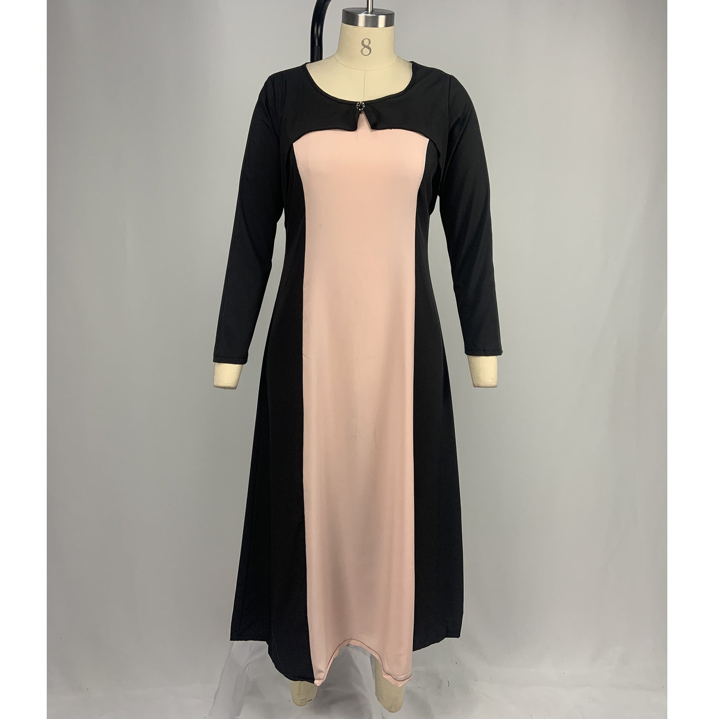 Round Neck Contrast Long-sleeved Sweet Party Dress