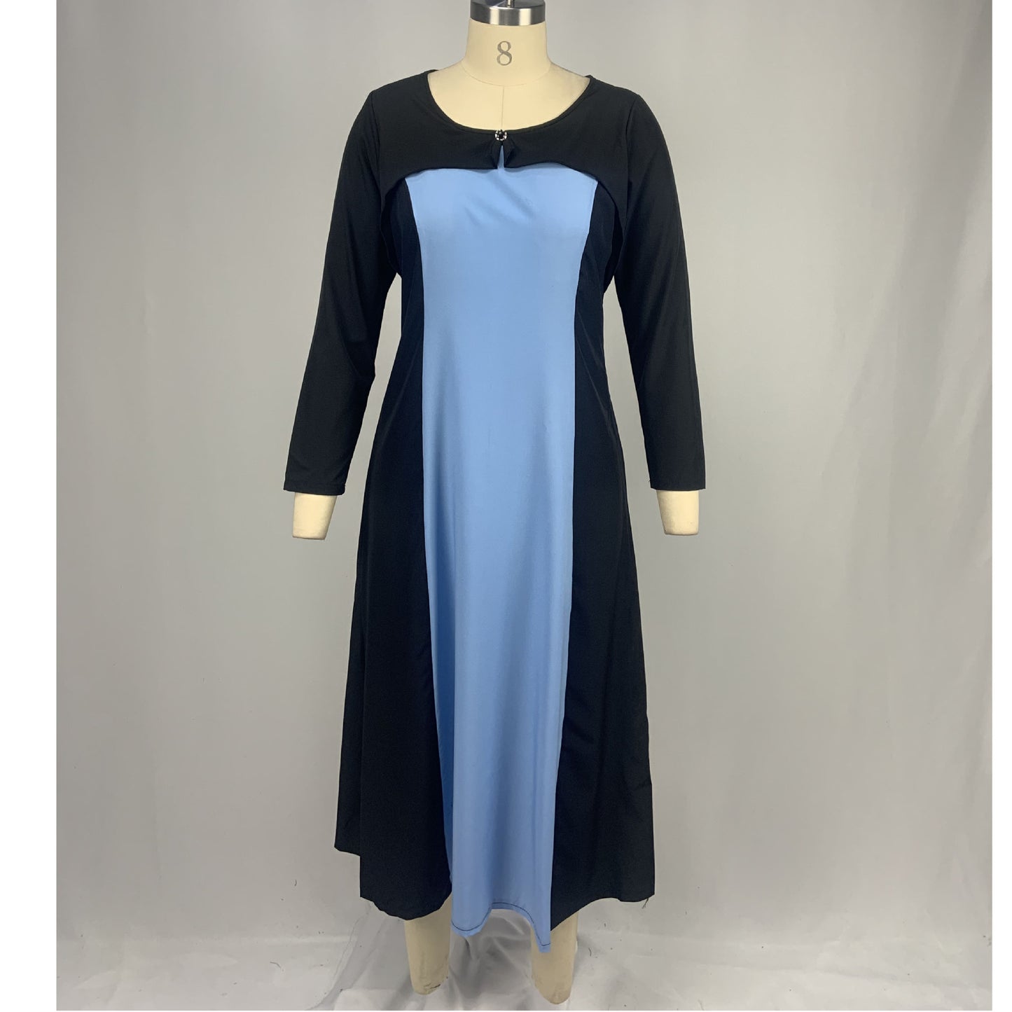 Round Neck Contrast Long-sleeved Sweet Party Dress