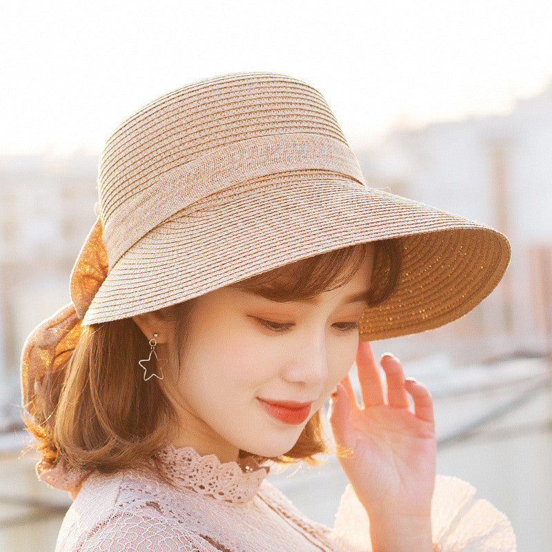 Sombrero para el sol Sombrero de paja plegable de estilo coreano que combina con todo Sombrero para el sol