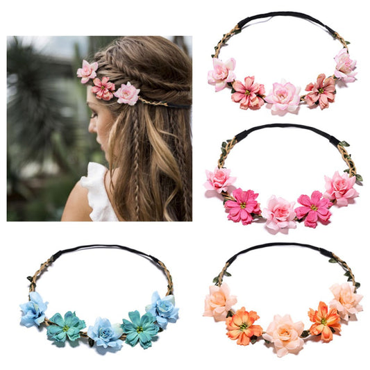 New Style Ladies And Girls Silk Cloth Flower Headband Small Gesanghua Rose Flower Headband