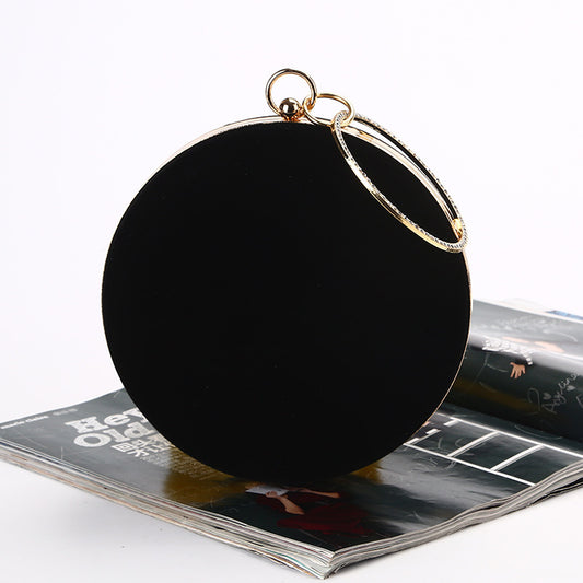 Velvet Oblate Round Banquet Bag