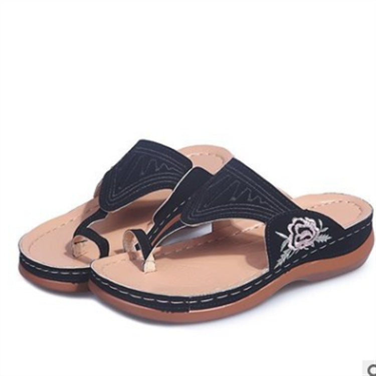 Simple Embroidered Flower Sandals And Slippers, Breathable Slippers