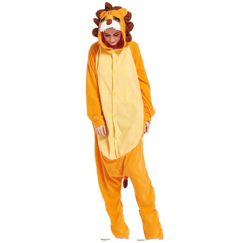 Pijama de una pieza con dibujos animados de animales del Rey León para amantes de Halloween, ropa gruesa para el hogar de otoño e invierno, disfraz de actuación de Simba