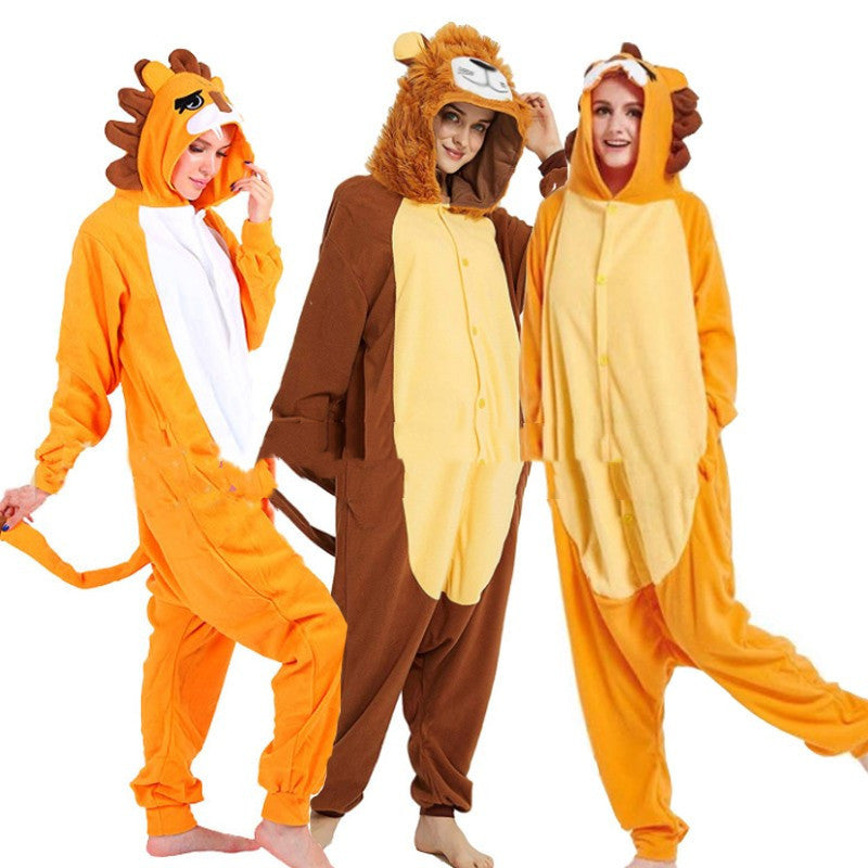 Pijama de una pieza con dibujos animados de animales del Rey León para amantes de Halloween, ropa gruesa para el hogar de otoño e invierno, disfraz de actuación de Simba