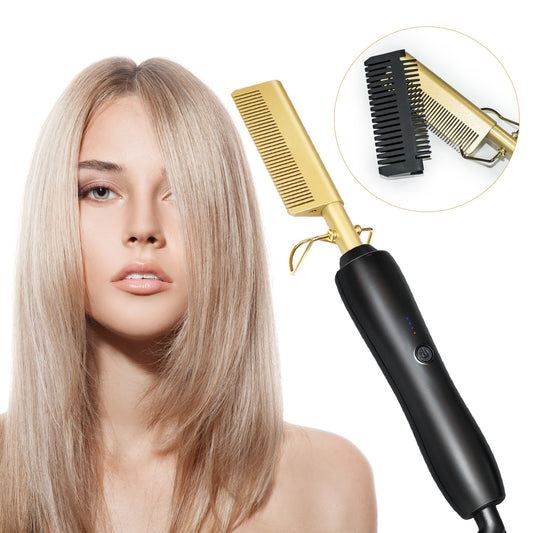 Copper Comb Roll Straight Multifunctional Electric Hair Straightening Comb