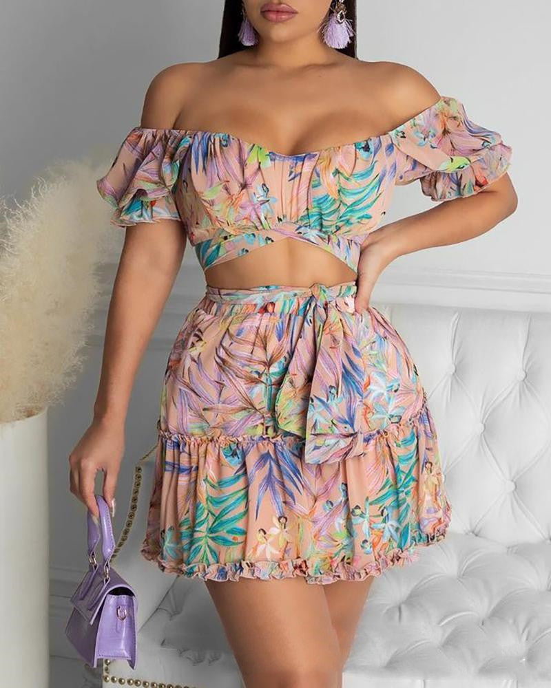 New Women'  Floral Print Dress Floral