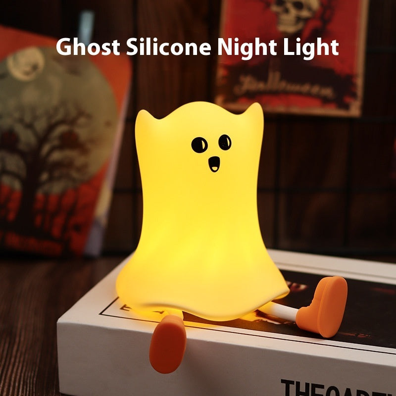 Halloween Silicone Ghost Shaped Bedside Lamp With Touch Control Soft Glow For Water-resistant Decoration