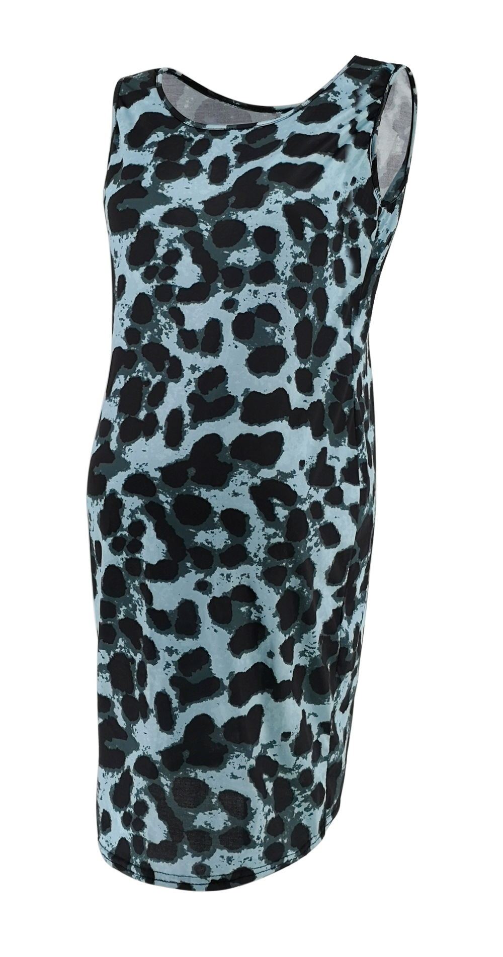 Vestido de leopardo de verano sin mangas para mujeres embarazadas