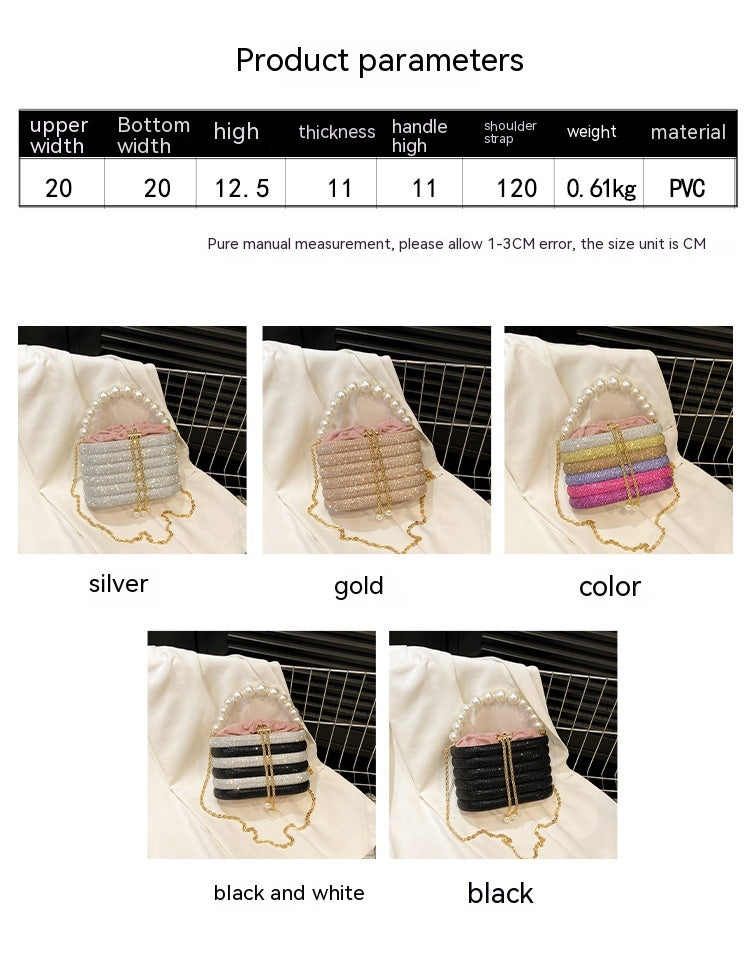 Fashion One-shoulder Ins Women's Crossbody Classic Style Pearl Hand Dinner Bag